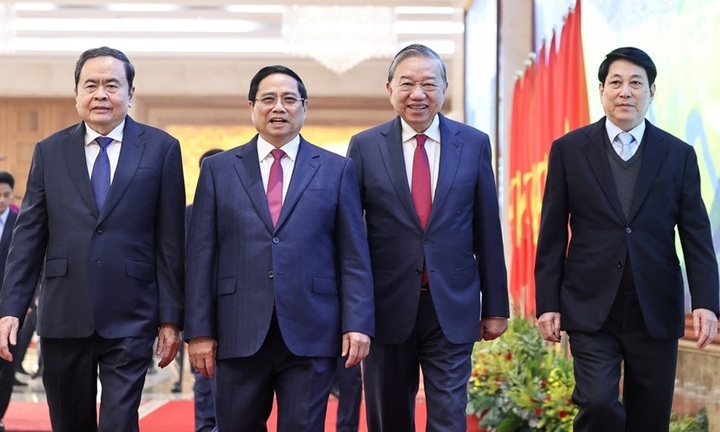 Tổng Bí thư Tô Lâm và các lãnh đạo chủ chốt dự Hội nghị toàn quốc Chính phủ và chính quyền địa phương