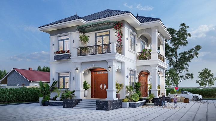 Mẫu biệt thự 2 tầng tân cổ điển