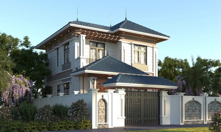 Những mẫu biệt thự 2 tầng mái Nhật