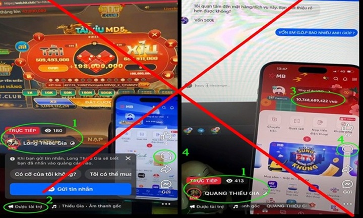 Công an cảnh báo thủ đoạn lừa đảo qua livestream “kéo tiền” chơi tài xỉu trên mạng