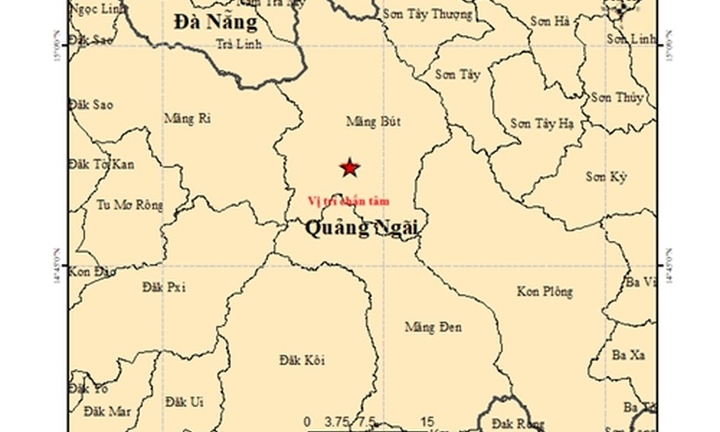 Quảng Ngãi xảy ra 6 trận động đất liên tiếp vào sáng mùng 5 Tết