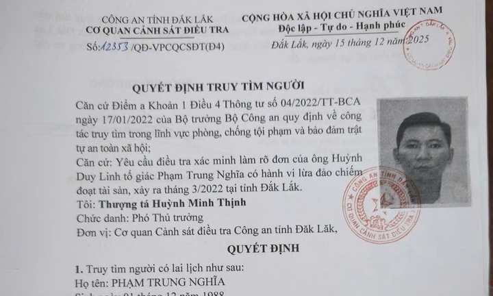 Công an Đắk Lắk truy tìm người liên quan vụ lừa đảo chiếm đoạt tài sản