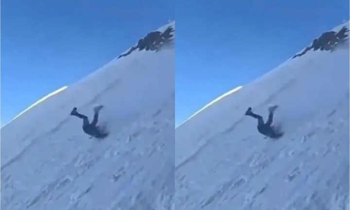 Clip: Trượt dài từ đỉnh núi cao 2.500m, nam du khách thoát nạn kỳ diệu