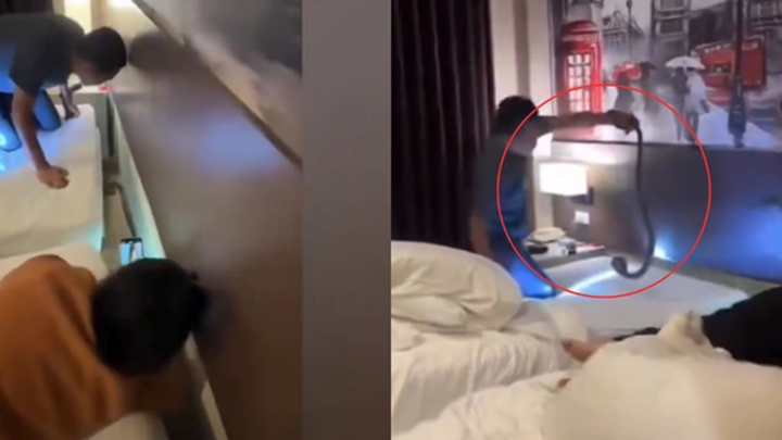 Clip: Đang ngủ trong khách sạn, cặp đôi 