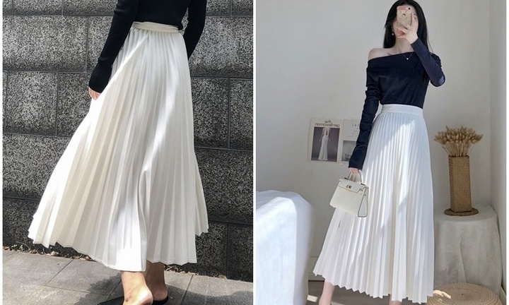 Mix đồ với các kiểu chân váy màu trắng tinh tế