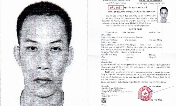 Công an Hà Nội truy nã Trần Đức Hiền