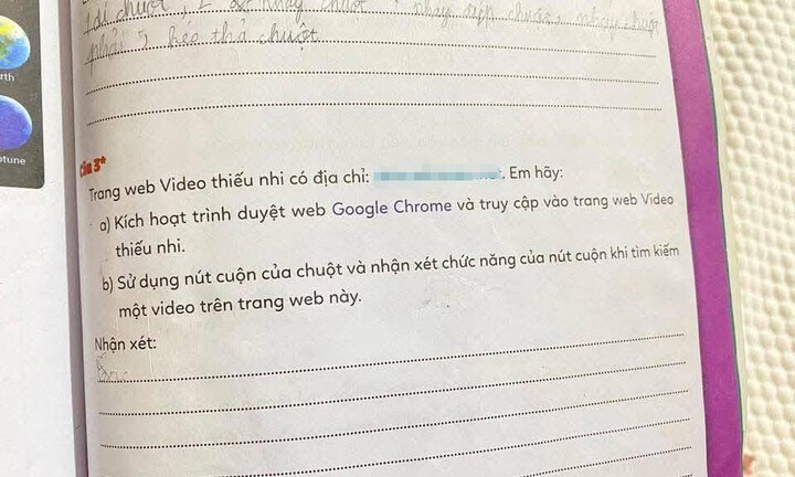 Vụ vở bài tập Tin học lớp 3 có link dẫn qua web