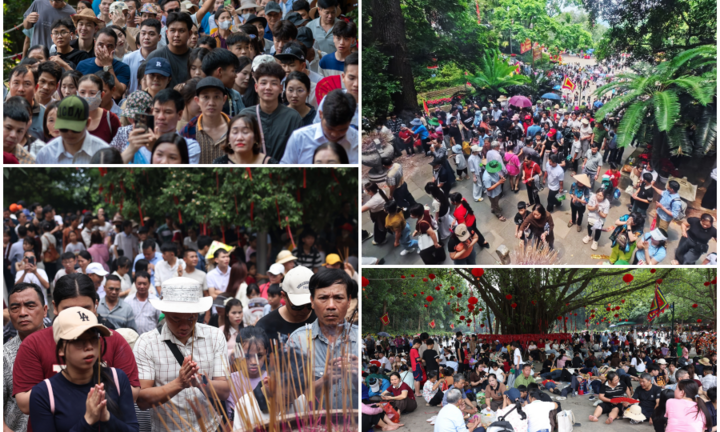 Dòng người ùn ùn đổ về Đền Hùng dâng hương trước ngày chính lễ