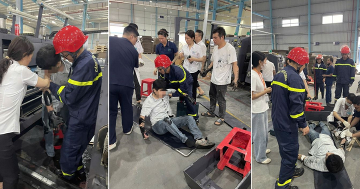 Giải cứu kỹ sư mắc kẹt trong máy in công nghiệp sau 45 phút 