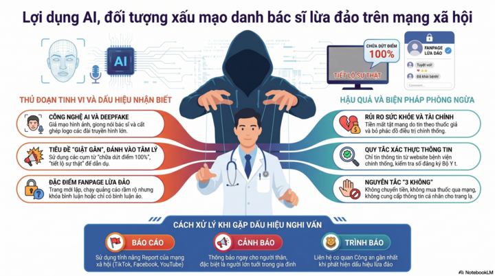 Cảnh báo thủ đoạn giả mạo bác sĩ bằng AI, lừa đảo trên mạng xã hội