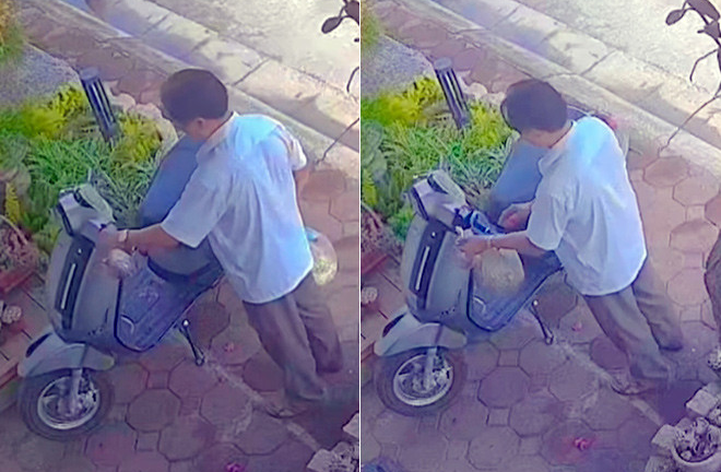 Xúc động khoảnh khắc bố chồng cũ lặng lẽ gửi đồ ăn cho con dâu và các cháu tại Hưng Yên