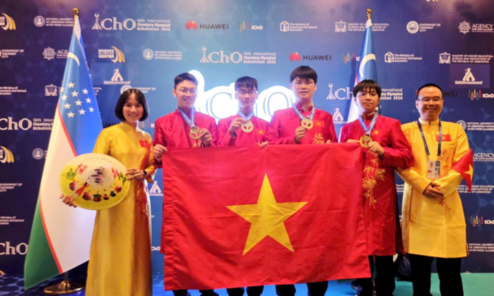 Việt Nam lập kỳ tích tại Olympic Hóa học quốc tế 2026: Cả 4 học sinh đều giành HCV, đồng hạng Nhất với Trung Quốc, Ấn Độ