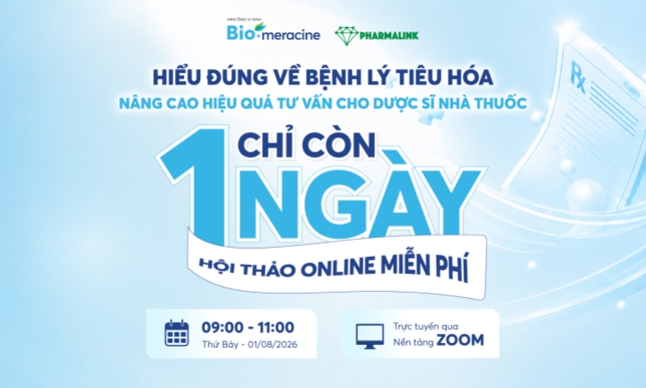 Chỉ còn 1 ngày! Dược phẩm Meracine cùng Pharmalink tổ chức Workshop chuyên sâu về bệnh lý tiêu hóa cho Dược sĩ nhà thuốc 