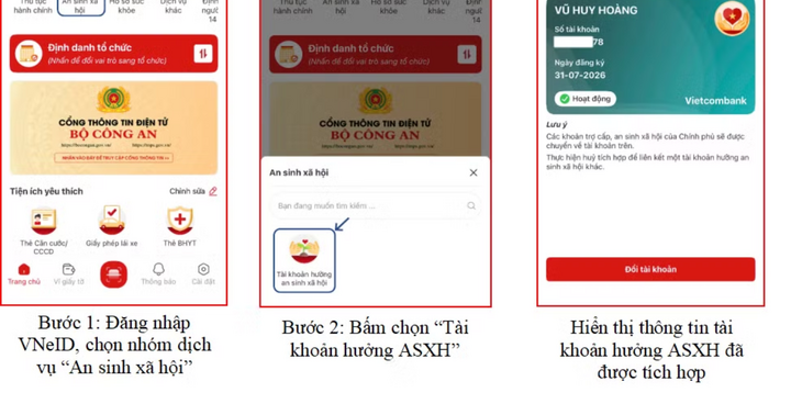 Bộ Công an hướng dẫn cách tích hợp tài khoản thanh toán, an sinh xã hội trên VNeID
