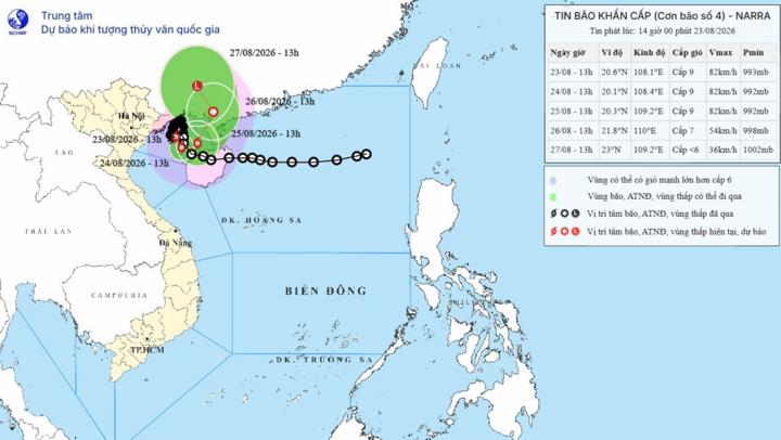 Tin bão khẩn cấp: Bão số 4 giật cấp 11, cách Quảng Ninh 155km