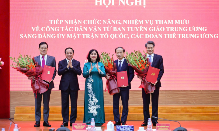 Tiếp nhận chức năng, nhiệm vụ tham mưu công tác dân vận về Đảng ủy MTTQ, các đoàn thể Trung ương
