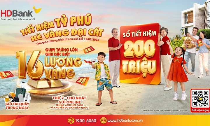 Đếm ngược đến 15/9: 26 lượng vàng SJC chờ chủ nhân gửi tiết kiệm tại HDBank