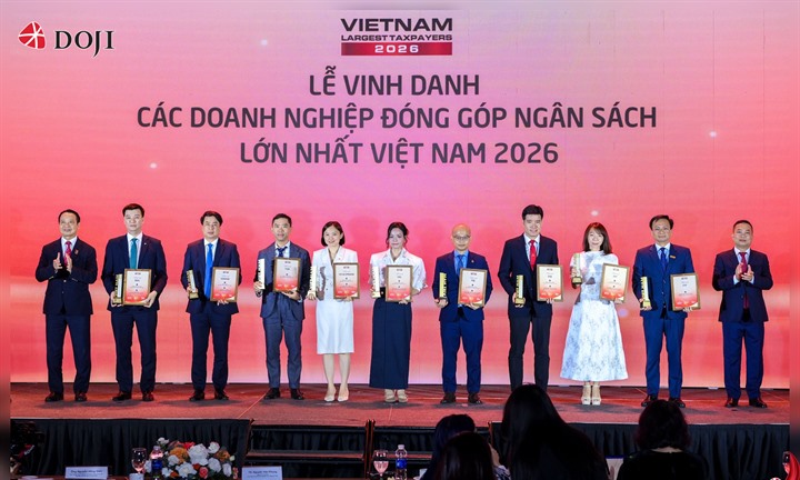 Doji nhận vinh danh Top 7 doanh nghiệp phân phối - bán lẻ tư nhân nộp ngân sách nhà nước lớn nhất Việt Nam năm 2026 