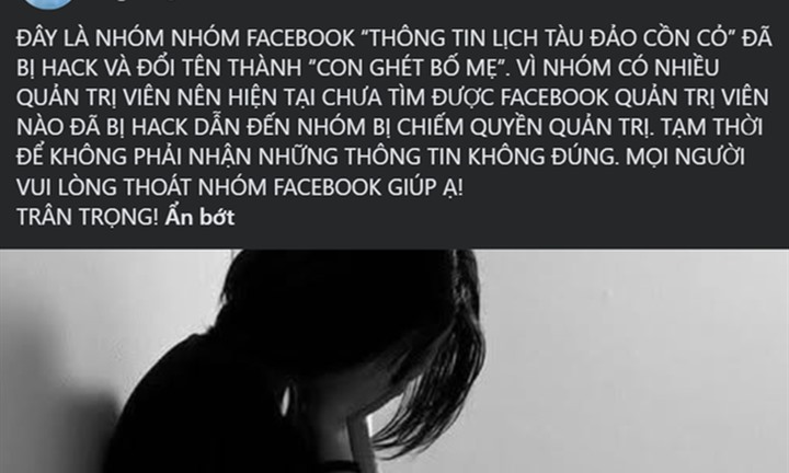 Nhóm Facebook lịch tàu đảo Cồn Cỏ bị chiếm quyền, đổi tên thành “Con ghét bố mẹ”: Thành viên cần làm gì?