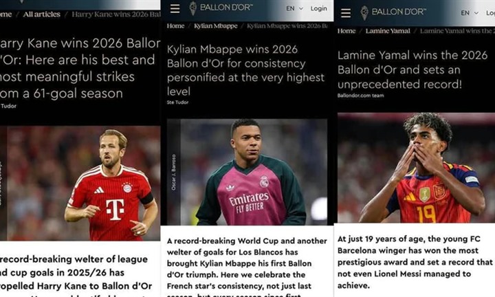 Quả bóng vàng 2026 gặp sự cố công bố nhầm người chiến thắng, ban tổ chức lên tiếng