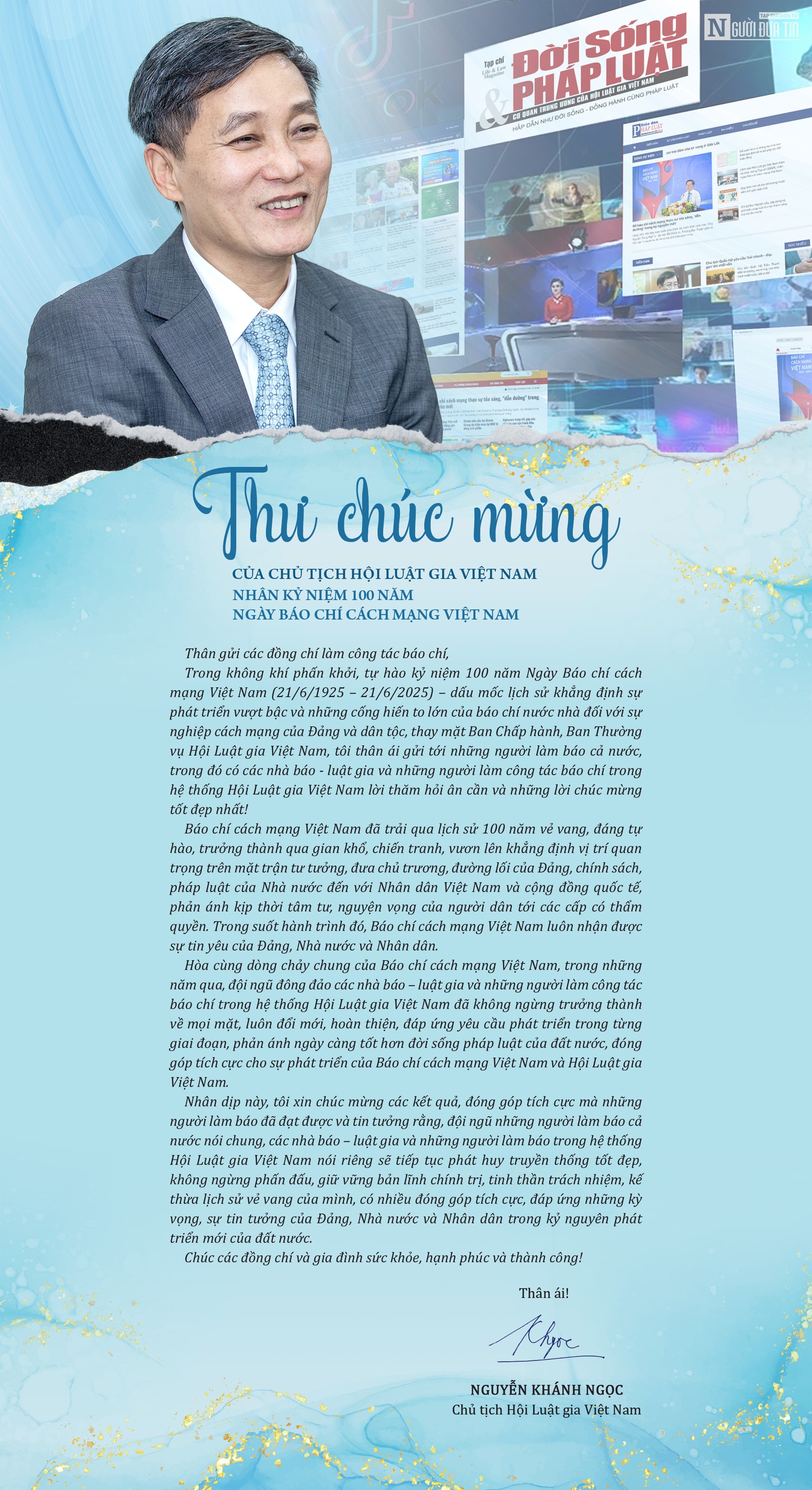 Thư chúc mừng của Chủ tịch Hội Luật gia Việt Nam - 1