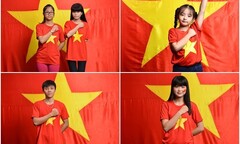 Tấm bản đồ Việt Nam xếp từ 5600 bức ảnh chụp với cờ Tổ Quốc