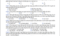 Đề thi đại học môn Sinh học khối B năm 2014
