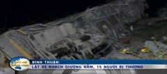 Video: Xe khách mất phanh lật ngang, 15 người bị thương