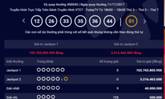 Kết quả xổ số Vietlott hôm nay 14/11: Giải Jackpot tăng lên hơn 102 tỷ đồng