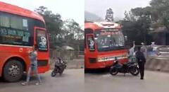 Video: Hai thanh niên chặn đầu, đập vỡ kính xe khách, tài xế cố thủ bên trong