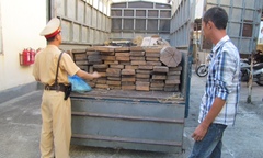 Quảng Bình: Bắt giữ xe ô tô tải vận chuyển 71 hộp gỗ trái phép