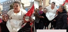 Cô dâu nặng gần 200kg được 4 người khiêng vào lễ đường, bất ngờ trước diện mạo của chú rể 