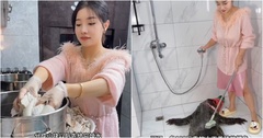 Nữ vlogger ẩm thực khiến dân mạng phẫn nộ khi hướng dẫn xẻ thịt cá sấu nặng 90kg tại nhà
