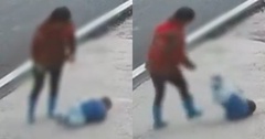  "Xót lòng " cảnh bé trai bị bà nội đánh đập dã man bên vệ đường
