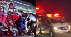 Hình ảnh lực lượng chức năng thức xuyên đêm giải cứu nạn nhân trong vụ tai nạn ở Tuyên Quang