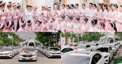 Hải Phòng: Đám cưới gây choáng ngợp bởi 23 tráp, 46 người bê, cùng dàn xe đón dâu “bạc tỷ” nối dài