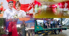Đám cưới mùa mưa lũ: Nhà trai rẽ  "biển " nước ngập đi đón dâu bằng xe cứu hộ, tiết lộ chi phí gây bất ngờ