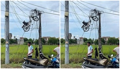 Xe đạp điện đột ngột bị nhấc bổng lên không trung, sự thật khó ngờ được tiết lộ qua camera