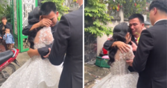 Khoảnh khắc gái cưng bé bỏng tìm được  "bến đỗ ", cha  "nước mắt nhạt nhòa " như  "chạm vào trái tim " người xem