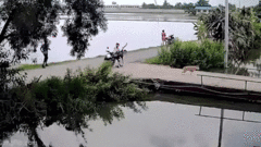 Video: Xe máy mất lái lao thẳng xuống ao do phóng nhanh