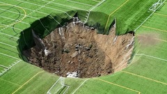 Sân bóng đá bất ngờ bị nhấn chìm bởi một hố tử thần khổng lồ