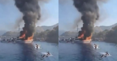 Tàu du lịch bốc cháy ngùn ngụt giữa biển, du khách hoảng loạn thoát thân