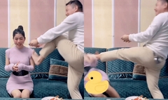 Rộ clip Hằng Du Mục bị chồng dùng chân đạp mạnh vào người