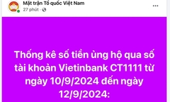 Mặt trận Tổ quốc Việt Nam công khai tiếp 2.009 trang sao kê ủng hộ đồng bào sau bão số 3