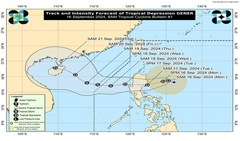 Áp thấp gần Philippines mạnh lên, dự báo ngày 17/9 vào Biển Đông thành bão số 4