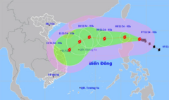 Bão Yinxing tiến sát Biển Đông, mạnh cấp 15, giật trên cấp 17