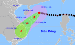  Bão Yinxing bị  "bẻ gập " hướng đi, tiến về vùng biển Trung Bộ