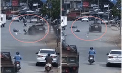 Ô tô Lexus lao lên vỉa hè,  "hất bay " ông lão ra giữa đường ở Sơn La