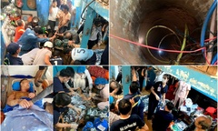 Nghẹt thở cảnh giải cứu bố và con gái 9 tuổi rơi xuống dưới giếng sâu 35m