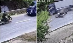 Vụ xe máy va chạm với ô tô tải khiến 1 người tử vong: Camera ghi lại gì?